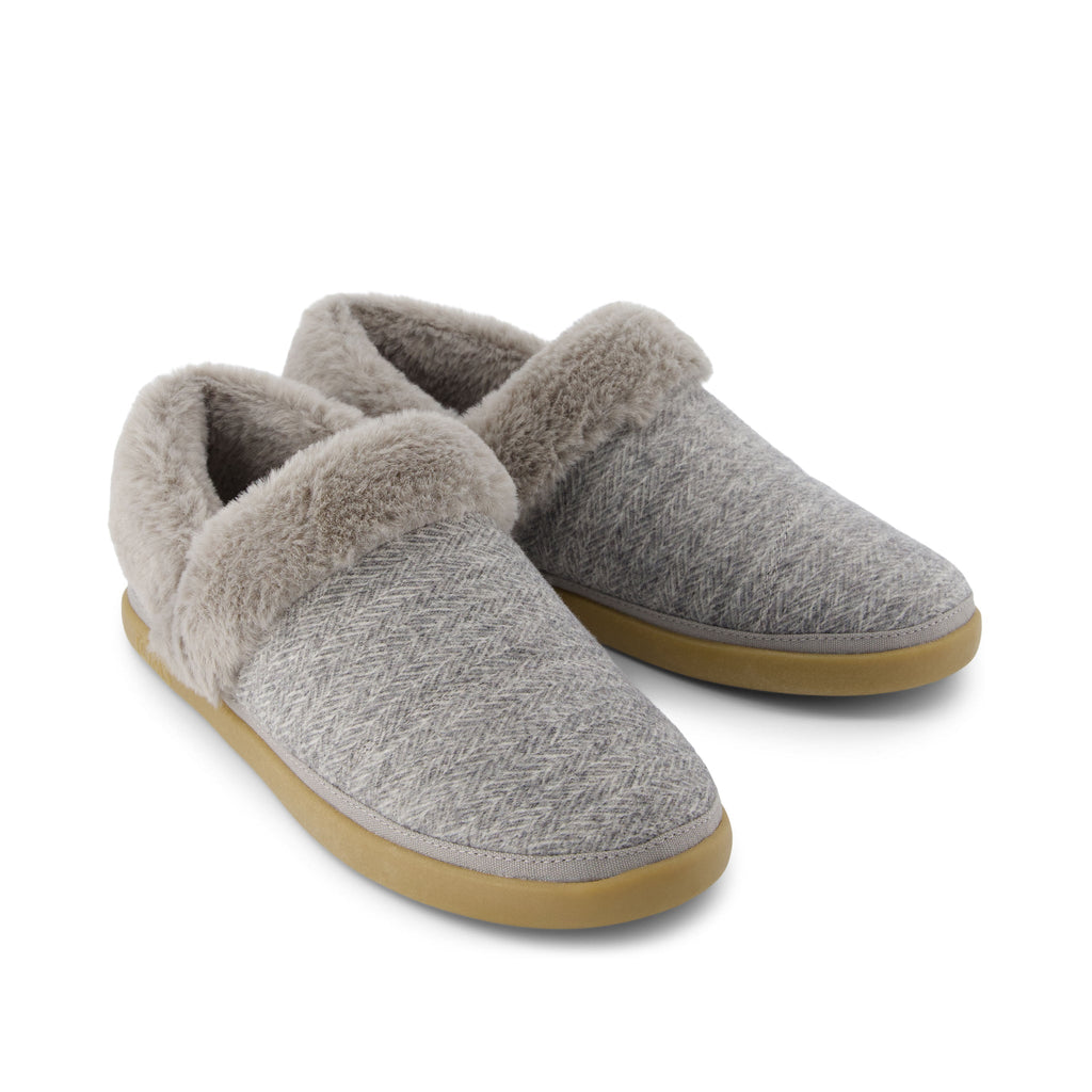 Oslo Covertible Slipper - Drizzle Grey Cozy Herringbone Front View