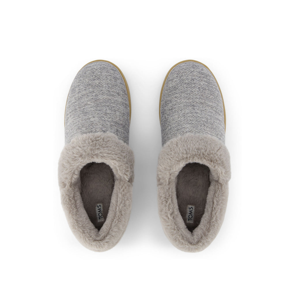 Oslo Covertible Slipper - Drizzle Grey Cozy Herringbone Top View