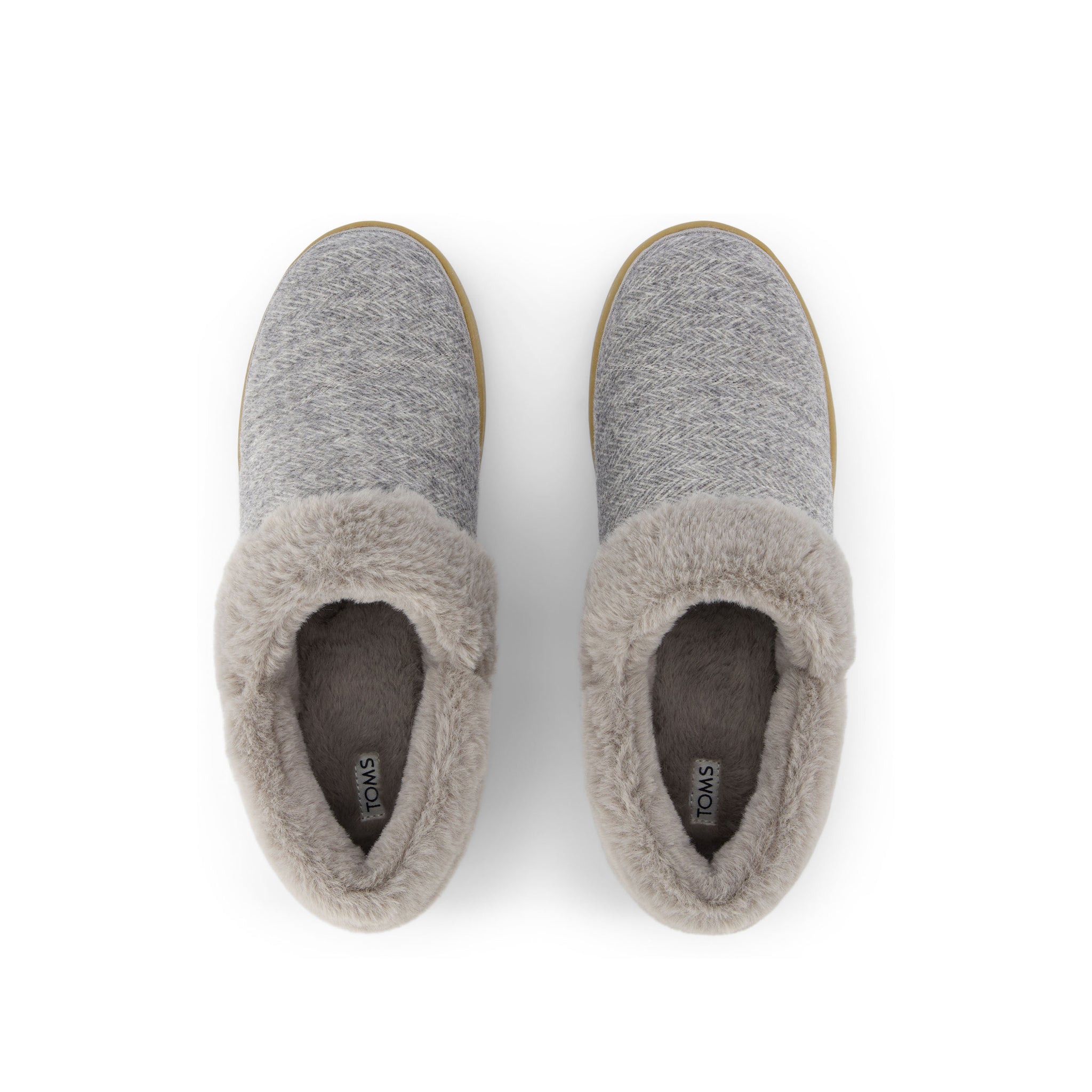 Oslo Covertible Slipper - Drizzle Grey Cozy Herringbone Top View