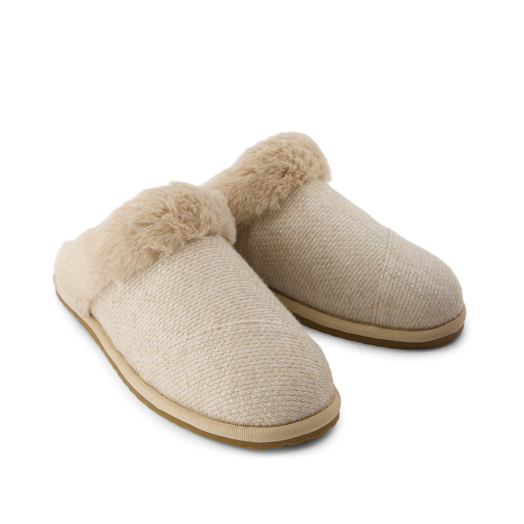 Valerie Slipper - Oatmeal Sparkle Knit Front View