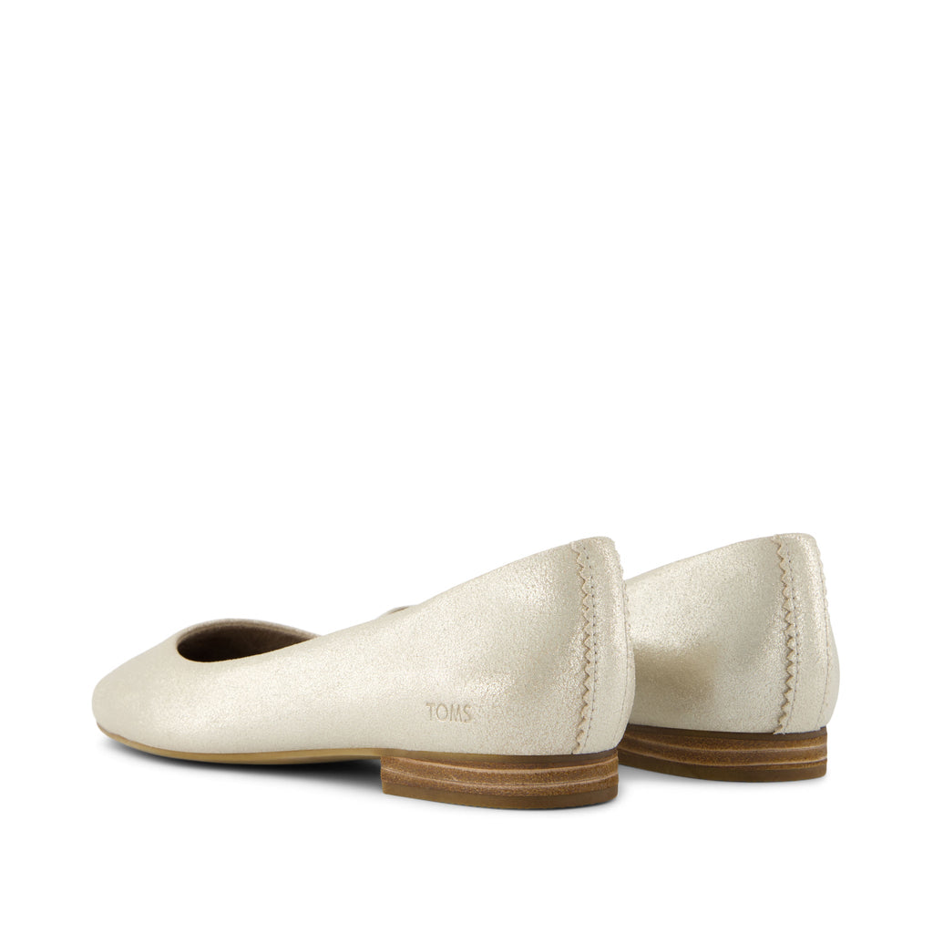 Briella Champagne Metallic Suede Flat Back View