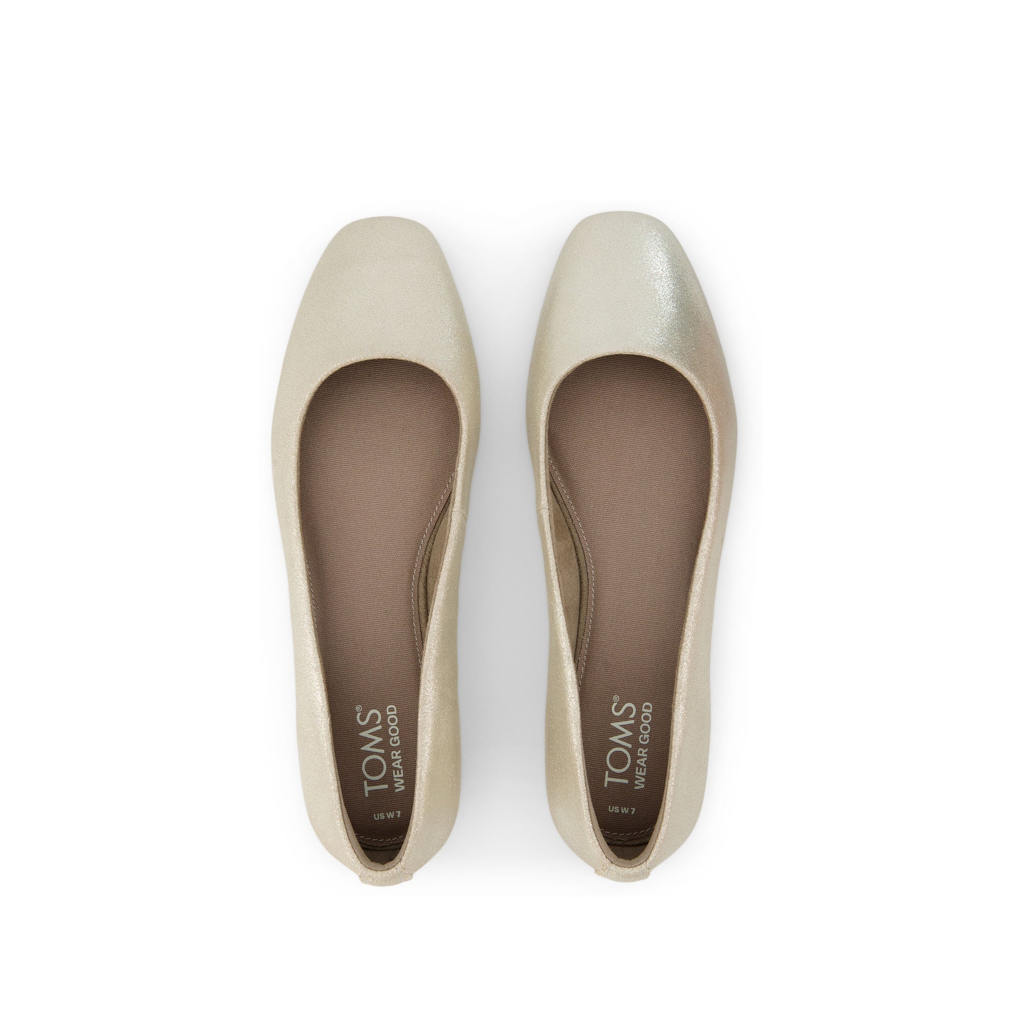 Briella Champagne Metallic Suede Flat Top View