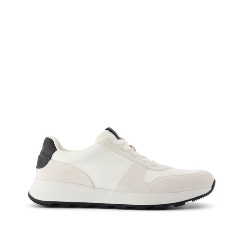 TRVL Lite Retro Runner White Suede Water Repellent Sneaker Side View