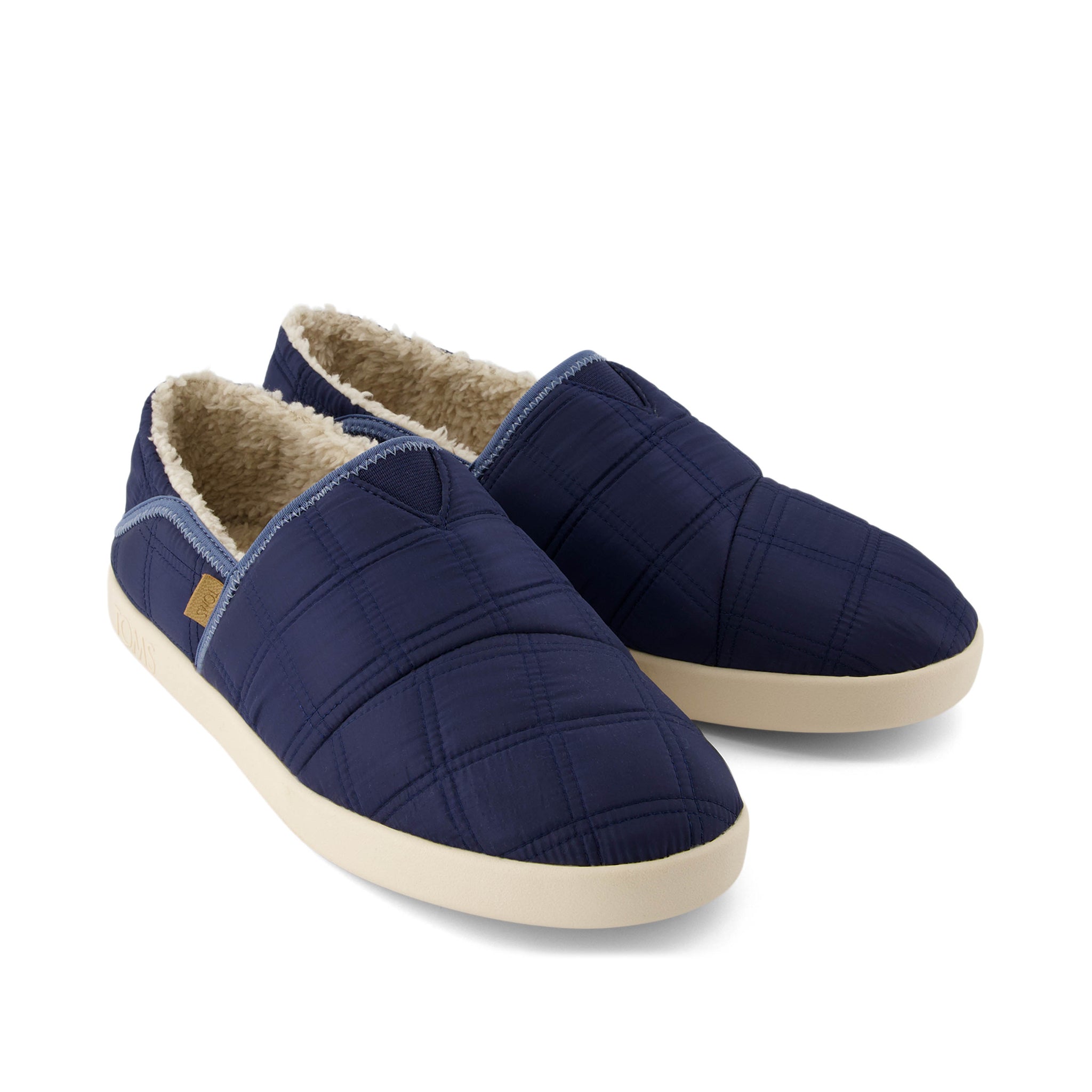 Camden Convertible Slipper - Navy Quilted Woven Front View