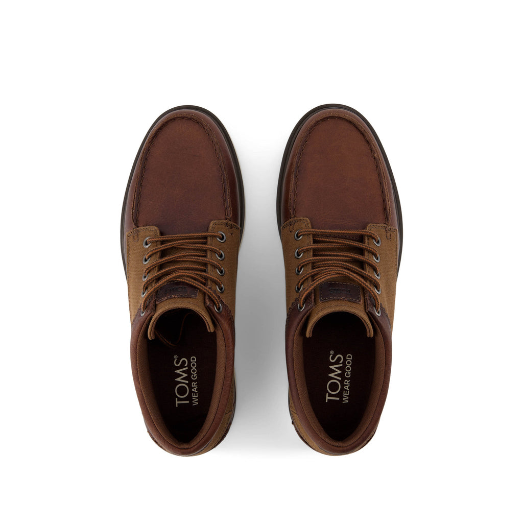 TRVL LITE Forrest - Dark Brown Leather and Waxed Canvas Top View