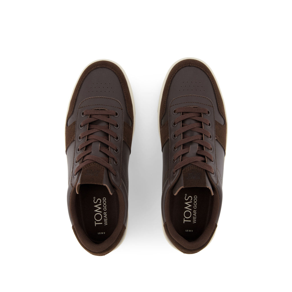 TRVL LITE Court Brown Leather Sneaker Top View