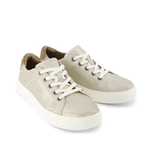 Kameron Champagne Metallic Suede Sneaker Front View