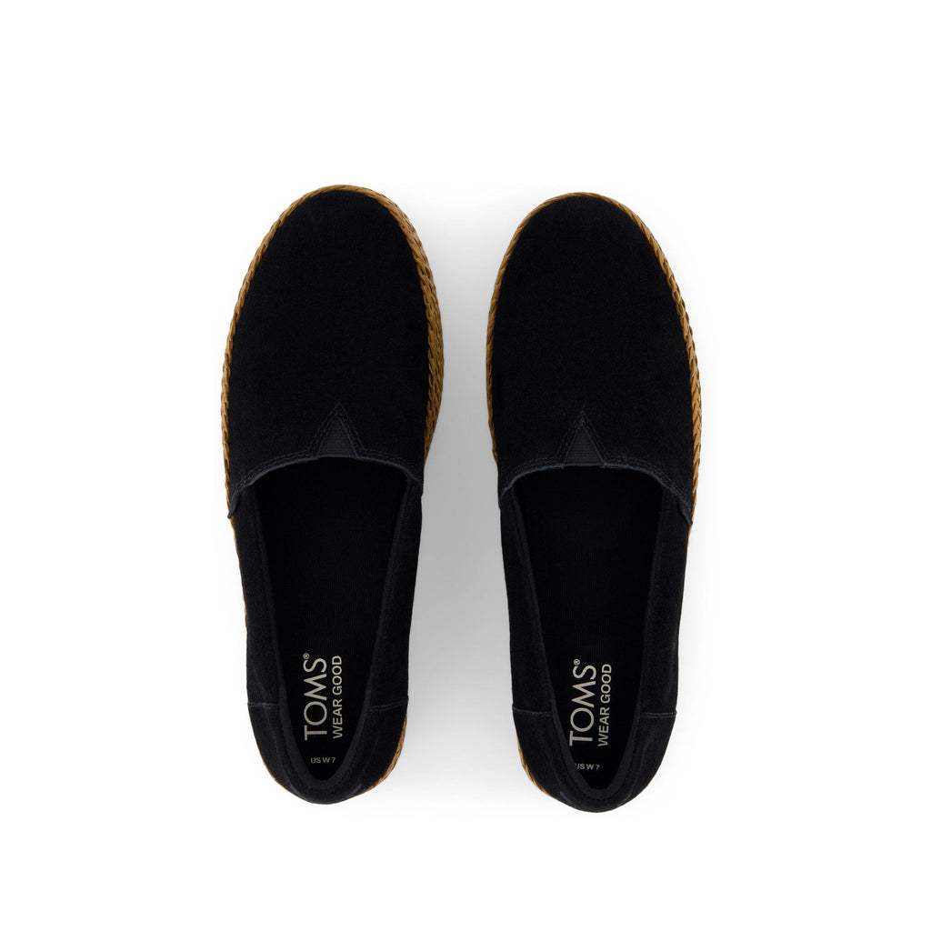 Valencia Black Suede Espadrille Platform Espadrille Top View