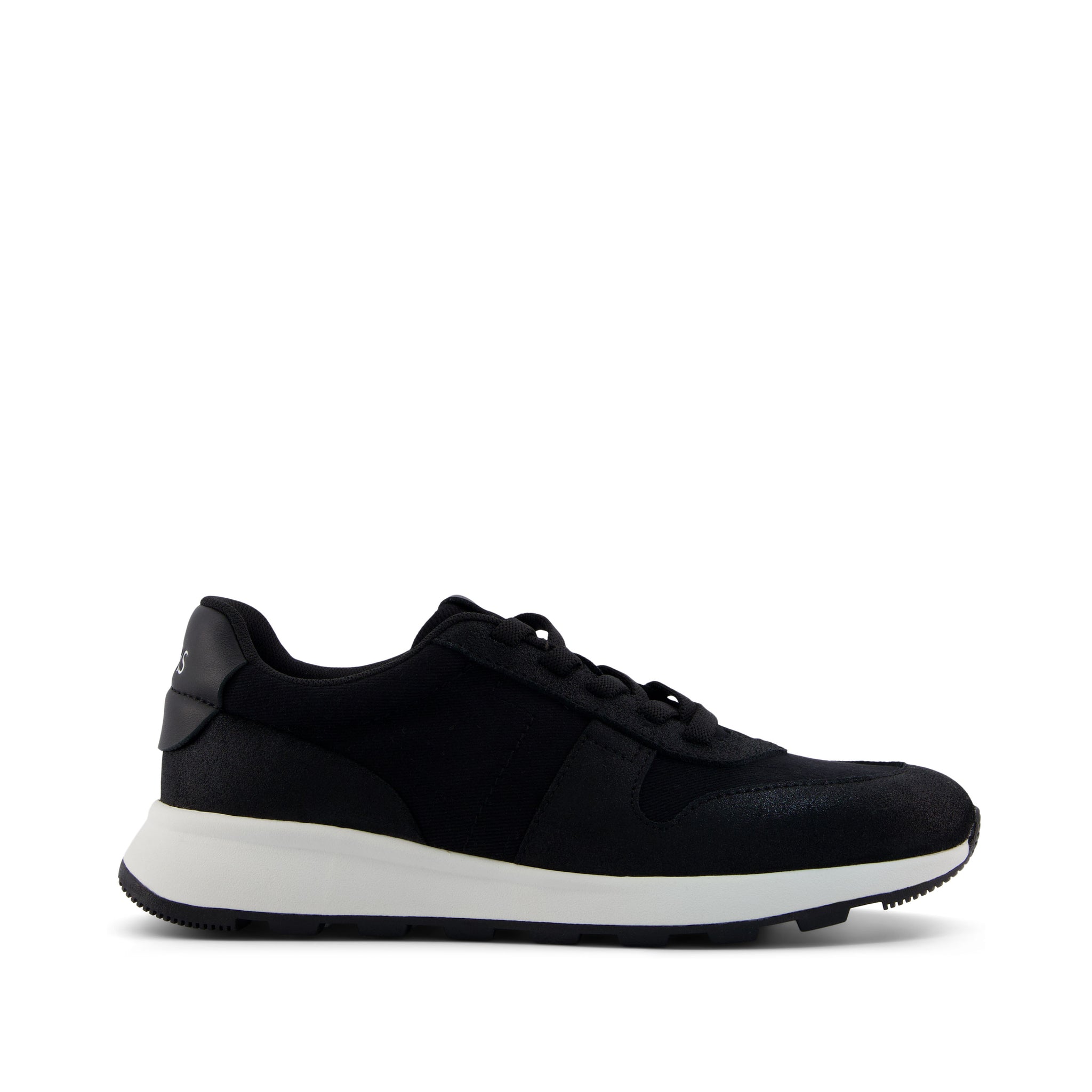 TRVL LITE Retro Runner Black Metallic Water Repellent Sneaker Side View