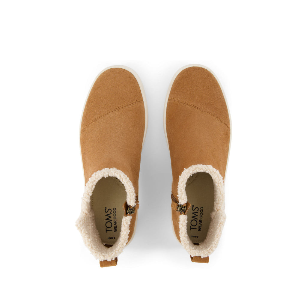 Verona Mid Platform Sneaker - Brown Suede Faux Shearling Top View