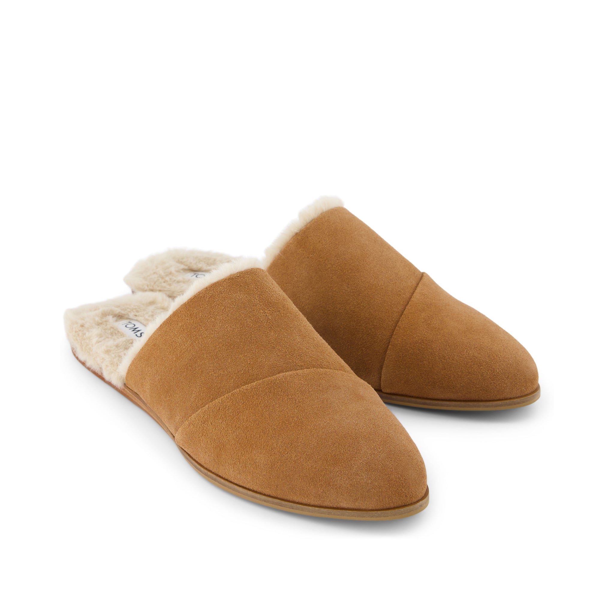 Jade Brown Faux Fur Suede Flat Front View