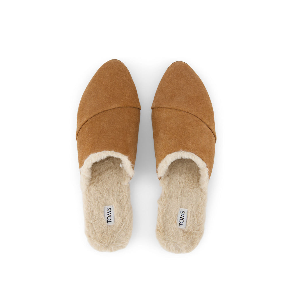 Jade Brown Faux Fur Suede Flat Top View