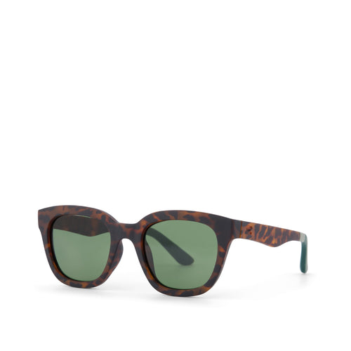 Savanna Traveler Sunglasses  - Matte Tort - Bottle Green Side Angle View