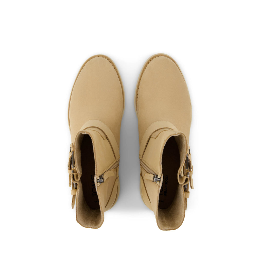 Ionie Moto Boot - Oatmeal Nubuck Leather Top View