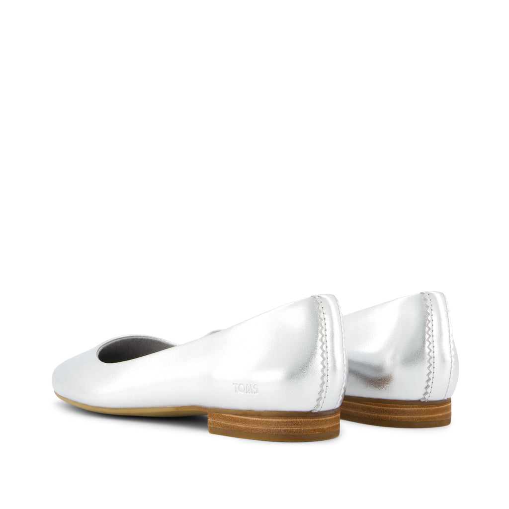 Briella Silver Metallic Leather Flat Back View