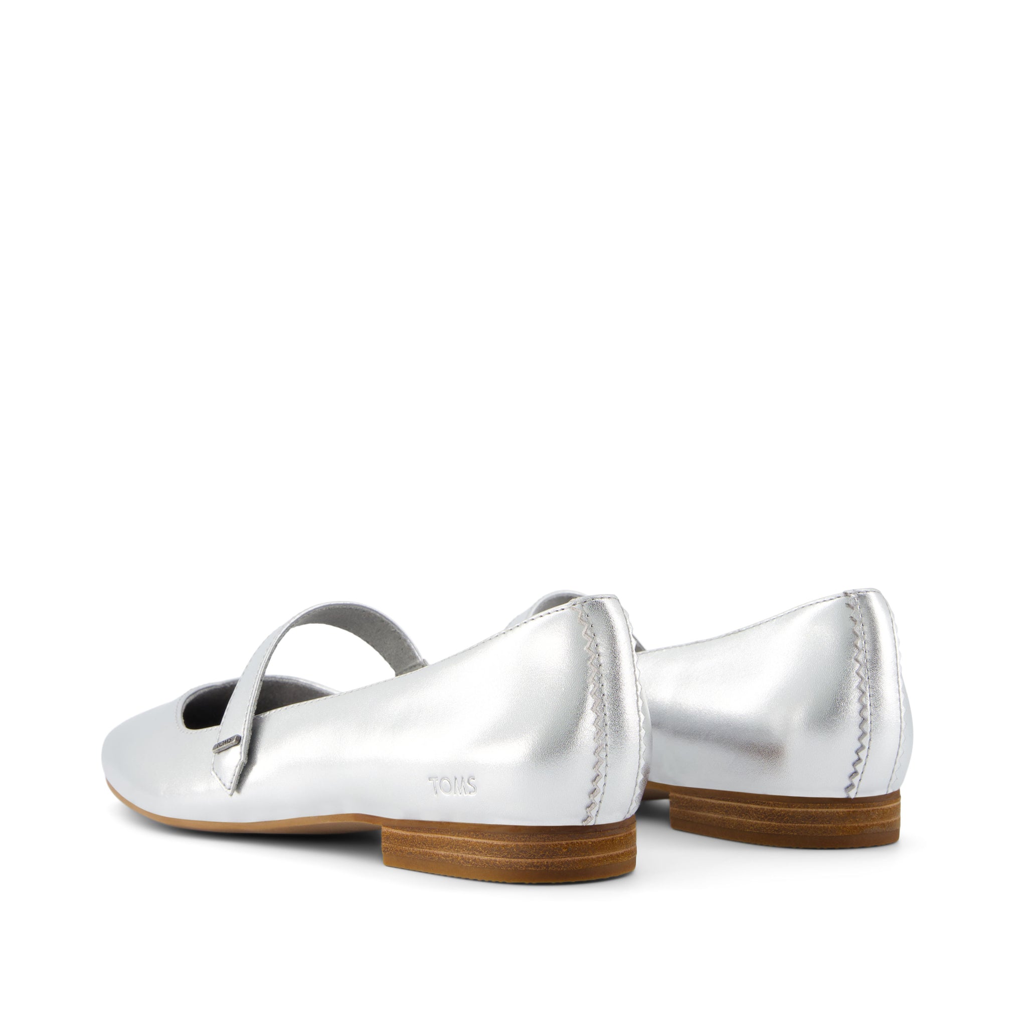 Bianca Silver Metallic Leather Flat Back View
