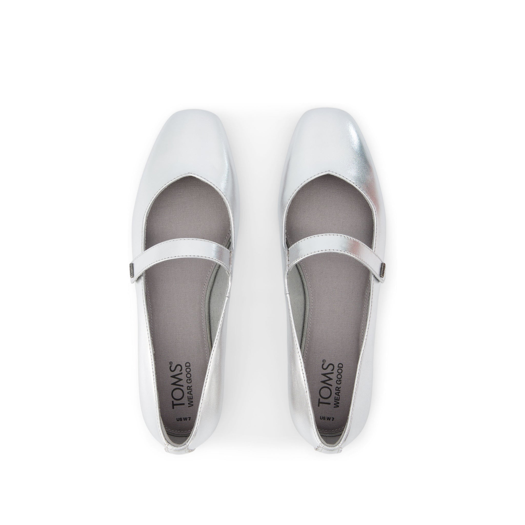 Bianca Silver Metallic Leather Flat Top View