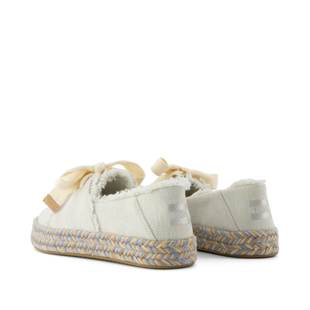 Carolina Lace-Up Espadrille - White Onyx Textured Denim Back View