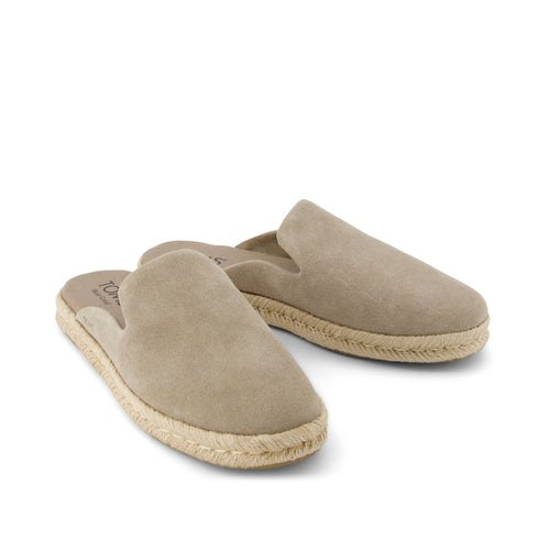 Santiago Mule Espadrille - Dune Grey Suede Front View