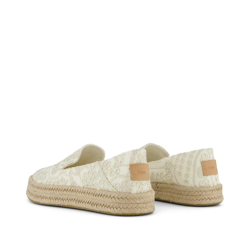 Carolina Espadrille - Egret Botanical Eyelet Back View