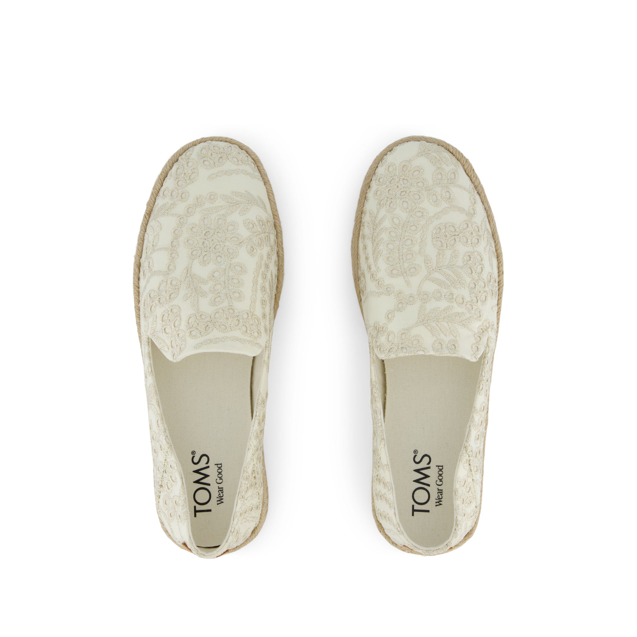 Carolina Espadrille - Egret Botanical Eyelet Top View