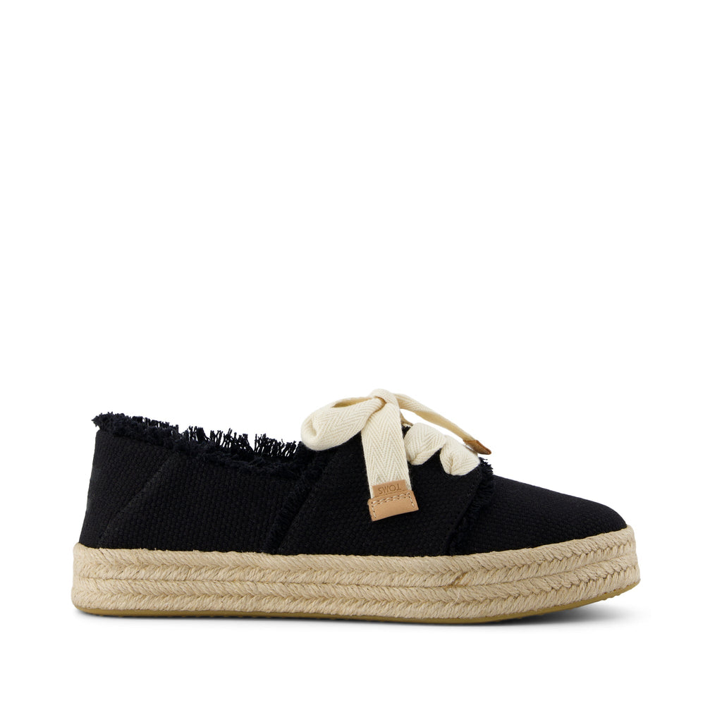 Carolina Lace-Up Espadrille - Black Beachside Woven Side View