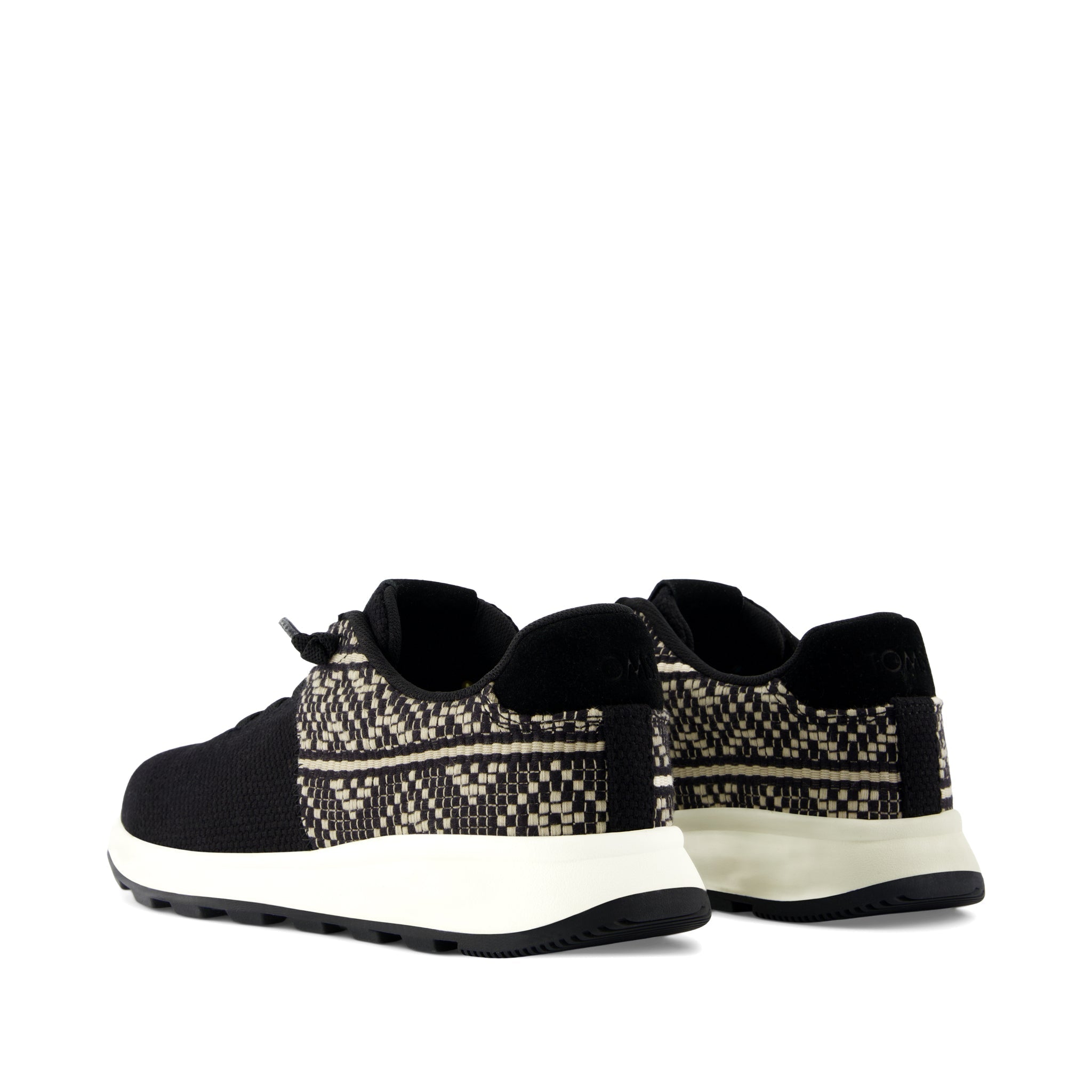 TRVL LITE Cabrillo Sneaker - Water Repellent Black Beachside Woven and Diamond Global Woven Back View