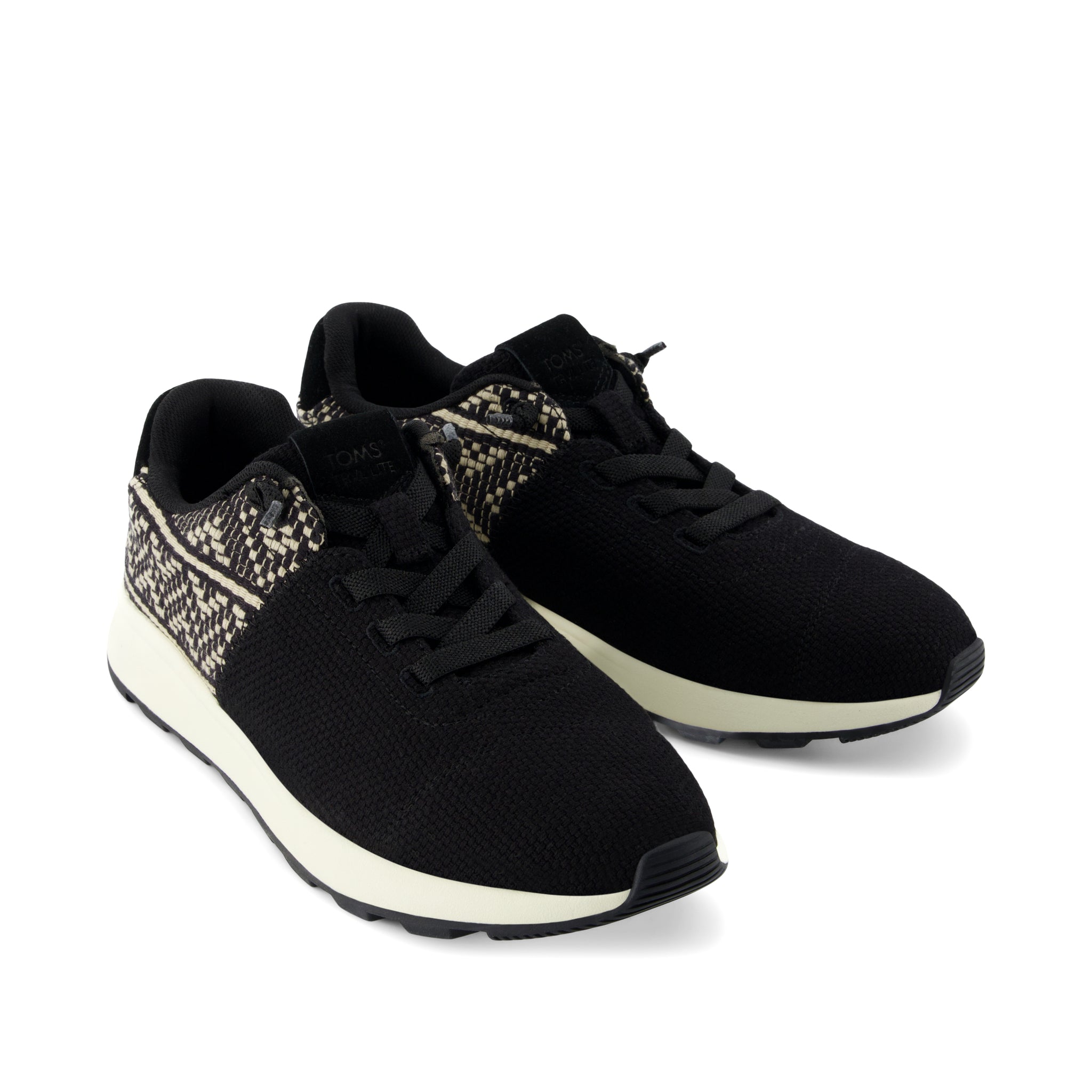 TRVL LITE Cabrillo Sneaker - Water Repellent Black Beachside Woven and Diamond Global Woven Front View