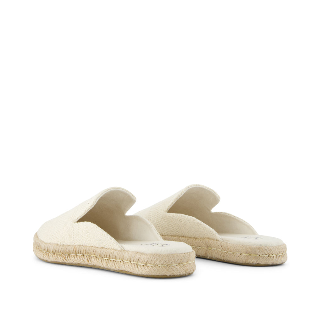Santiago Mule Espadrille - Natural Undyed Metallic Linen Stripe Back View