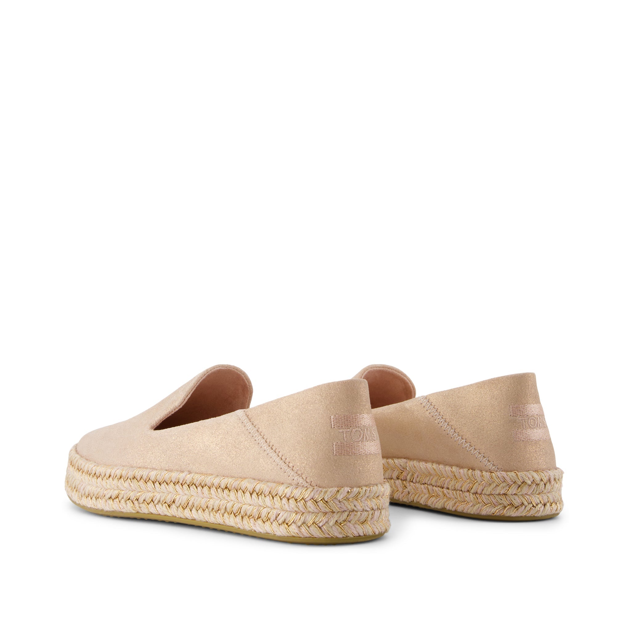 Carolina Espadrille - Pale Rose Metallic Suede Back View