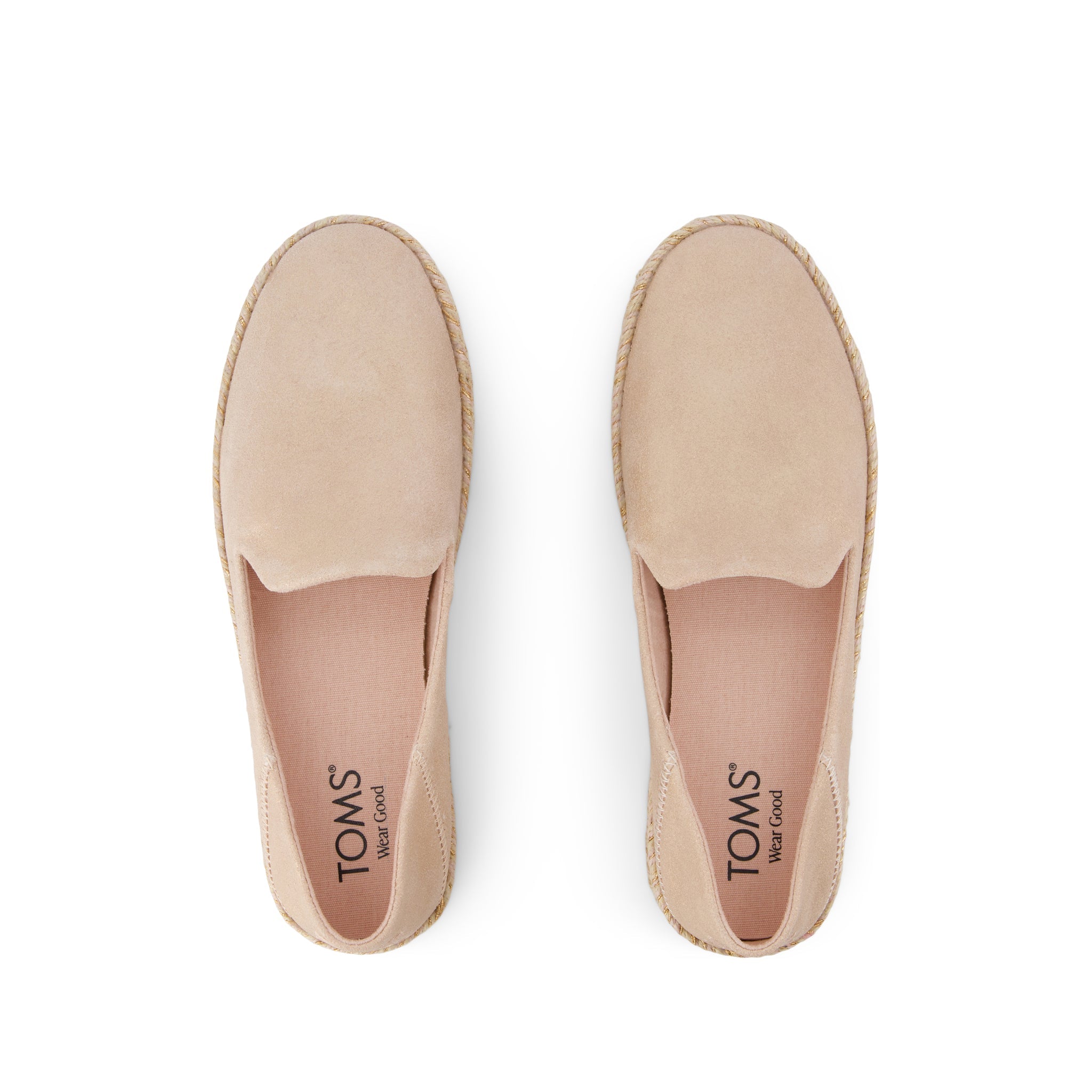 Carolina Espadrille - Pale Rose Metallic Suede Top View