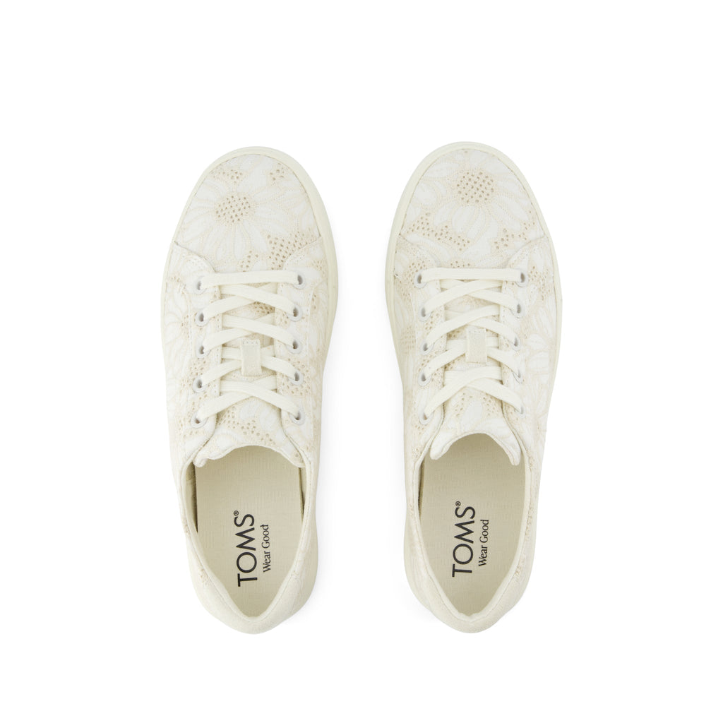 Kameron Lace-Up Sneaker - White Floral Eyelet Top View