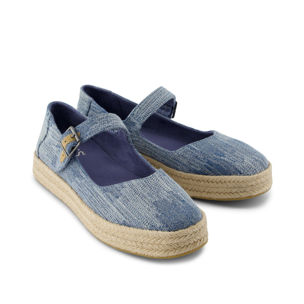 Carolina Mary Jane Espadrille - Dark Sky Textured Denim Front View