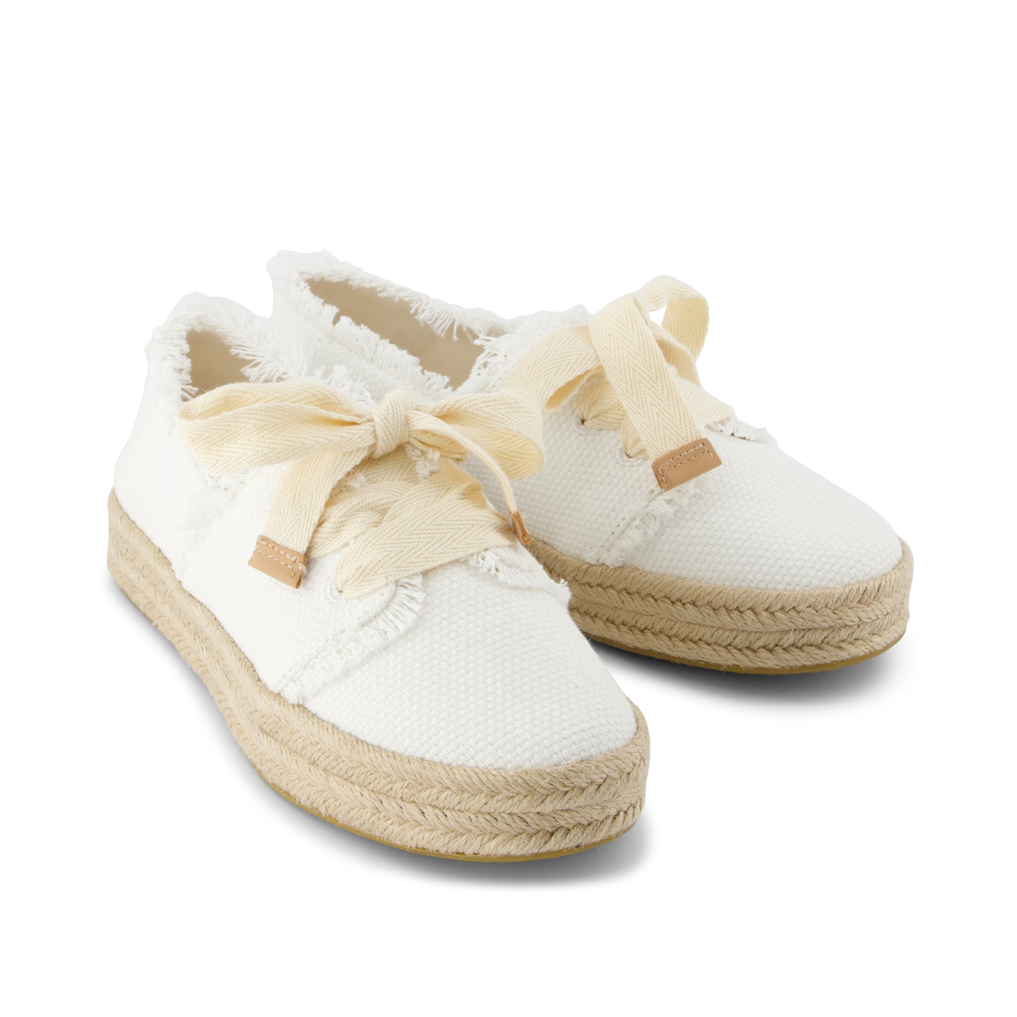 Carolina Lace-Up Espadrille - White Beachside Woven Front View