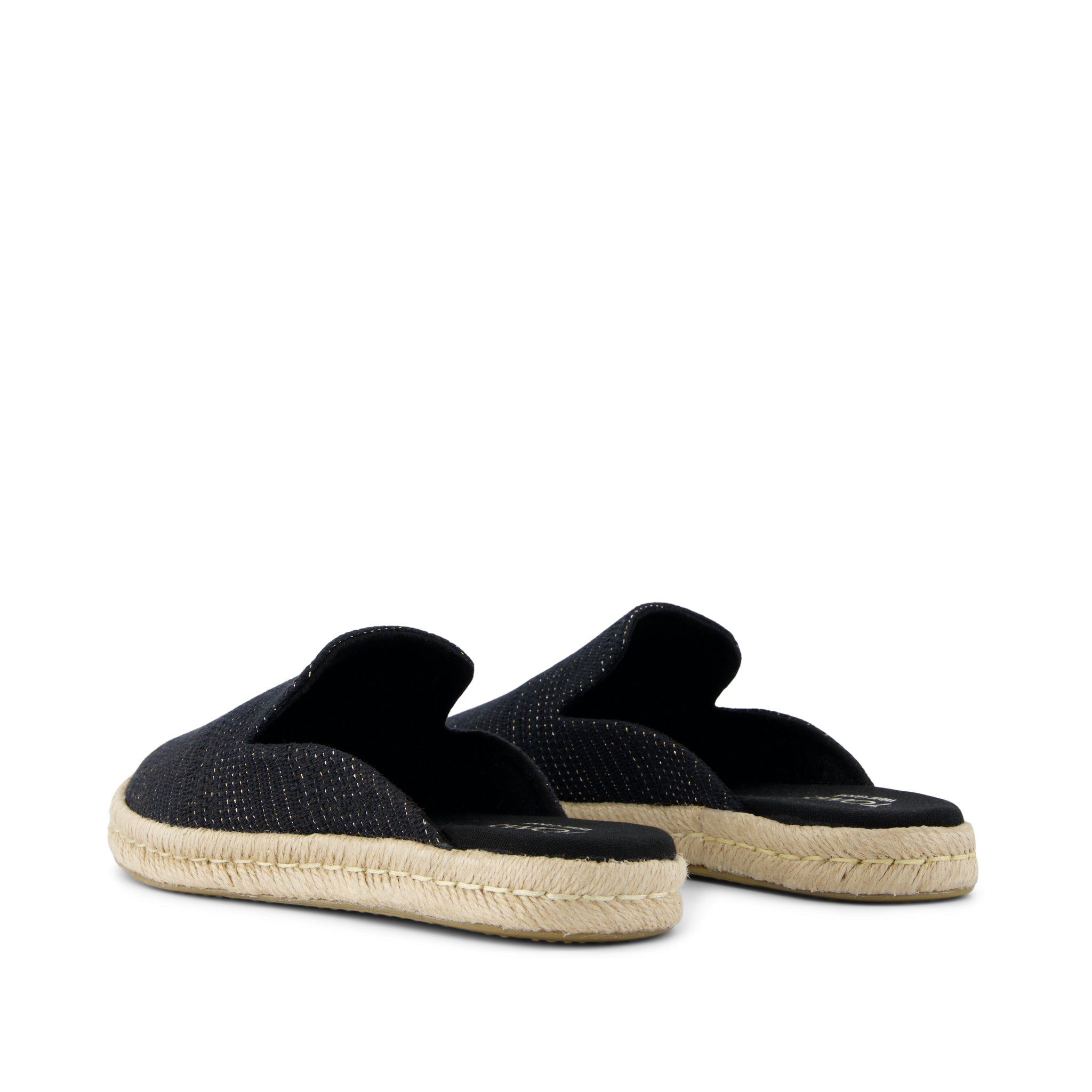 Santiago Mule Espadrille - Black Metallic Linen Stripe Back View