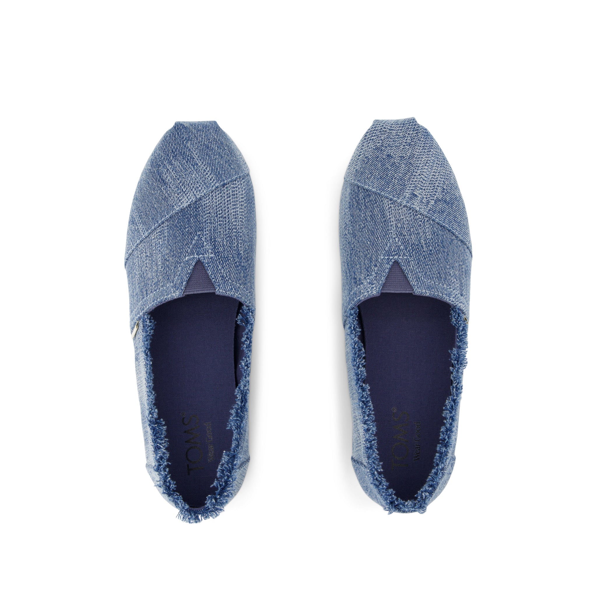 Alpargata  - Dark Blue Sky Textured Denim with Fray Top View