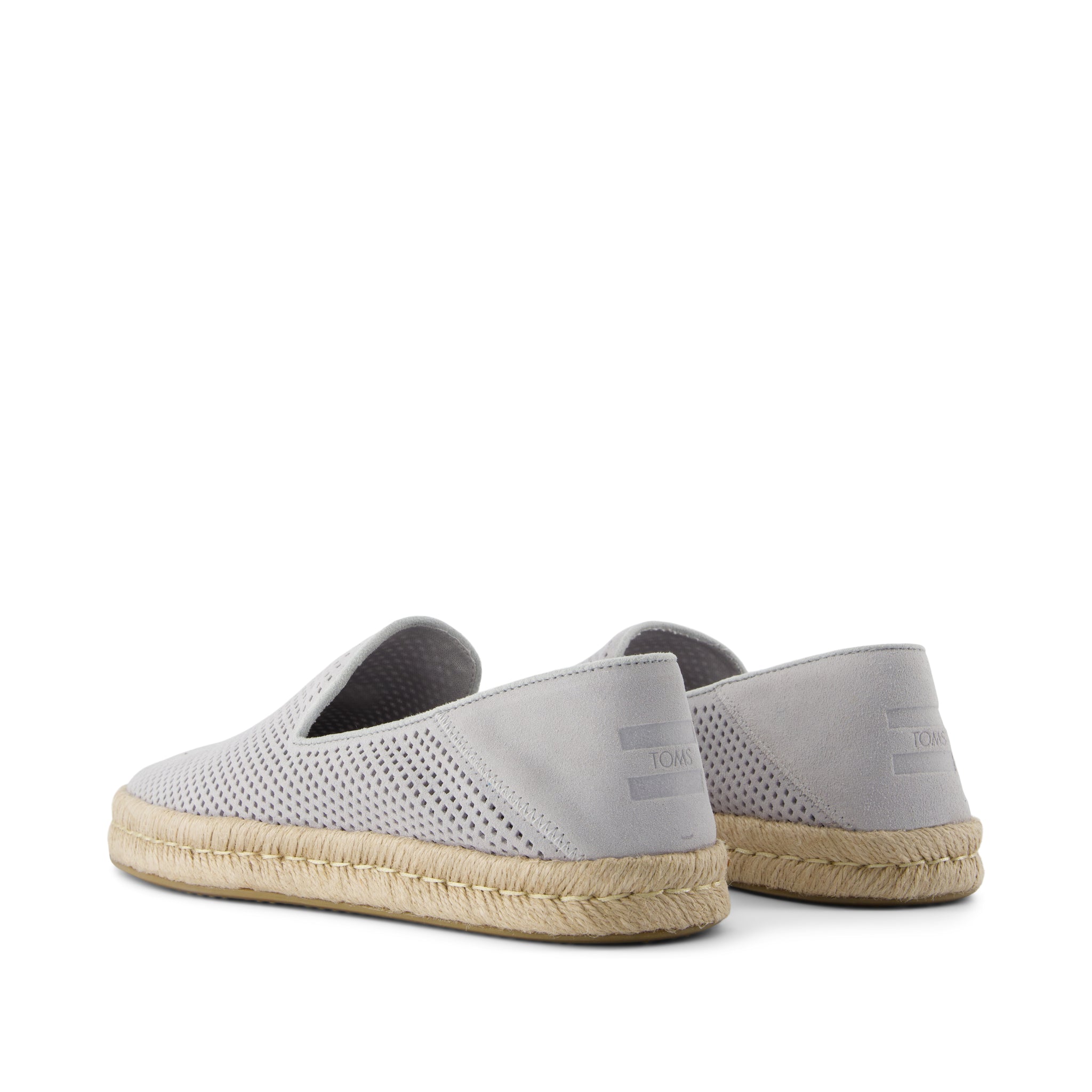 Santiago Loafer - Light Gray Diamond Perforated Suede Back View
