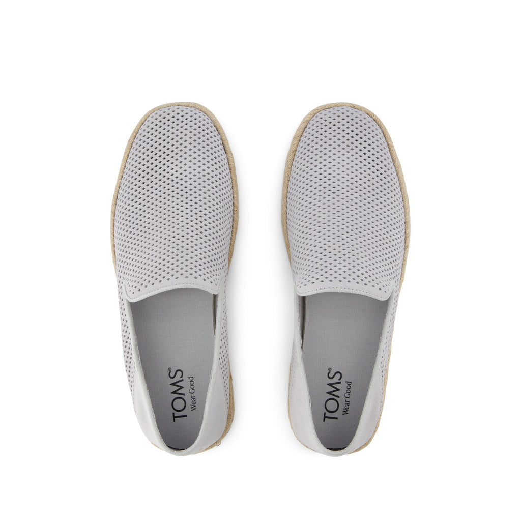 Santiago Loafer - Light Gray Diamond Perforated Suede Top View