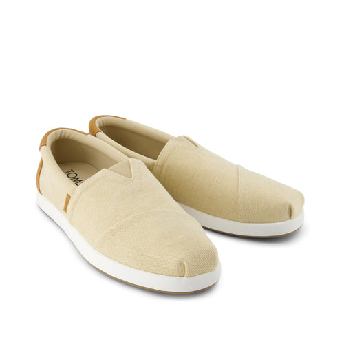 Alp FWD - Almond Herringbone Canvas and  Tan Suede Front View