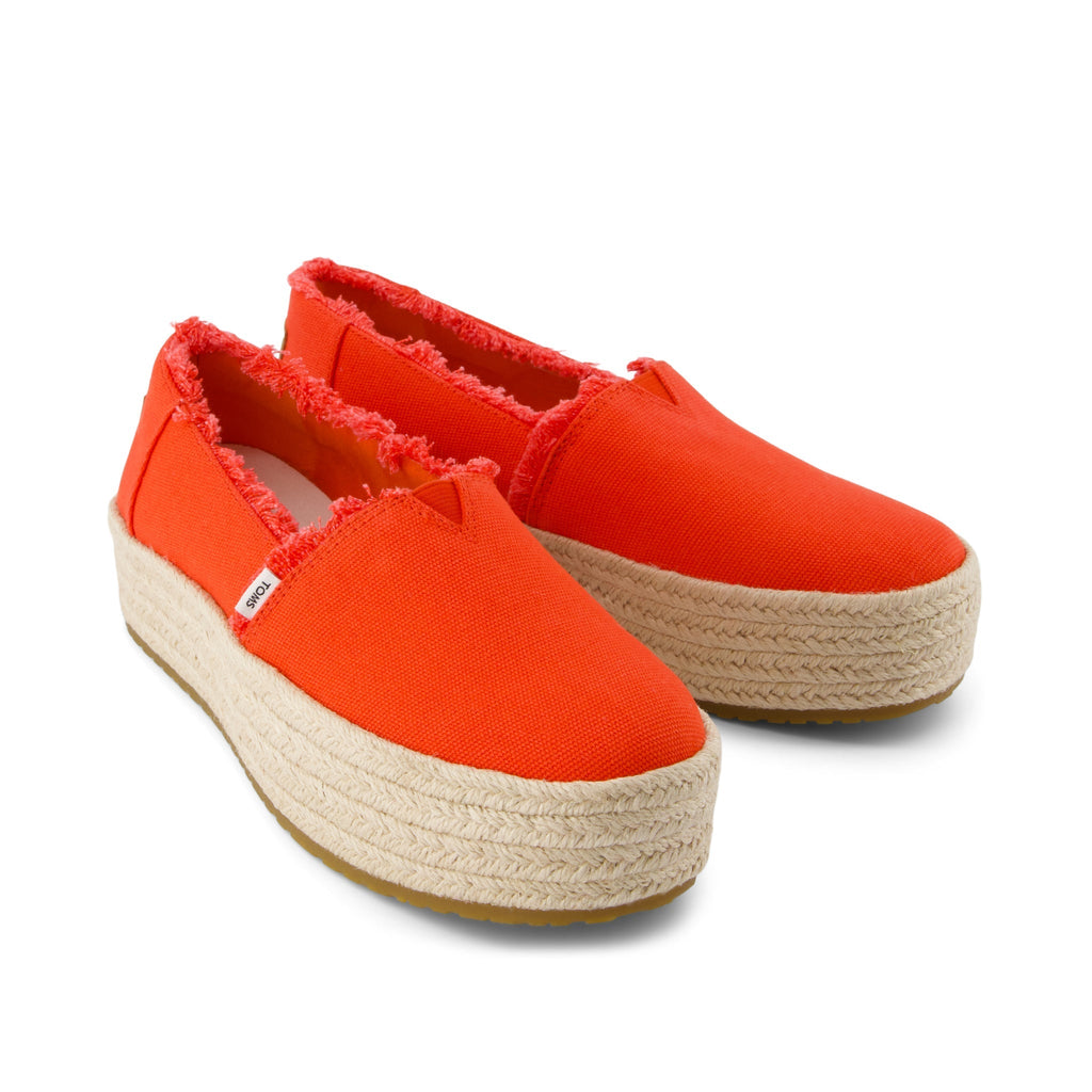 Valencia Platform Espadrille - Flame Canvas Front View