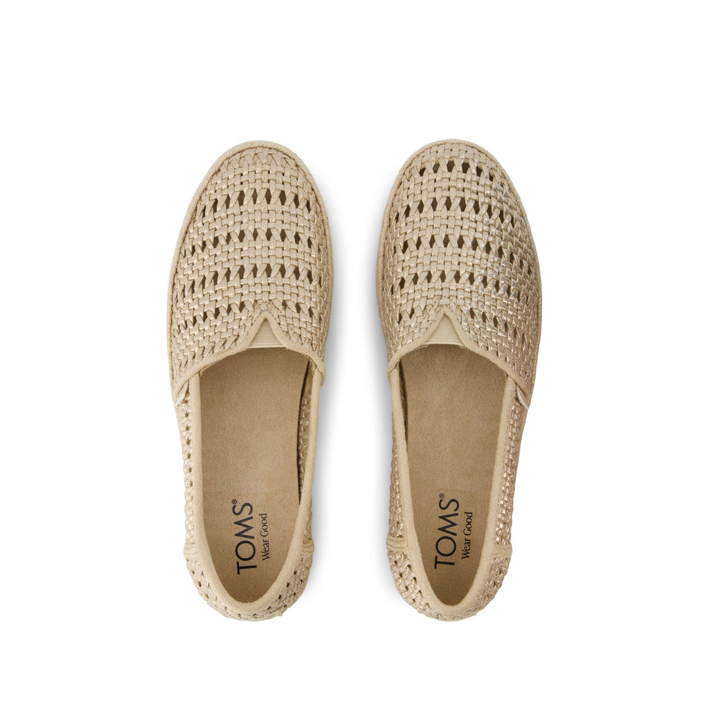 Valencia Platform Espadrille - Champagne Metallic Basket Weave Top View