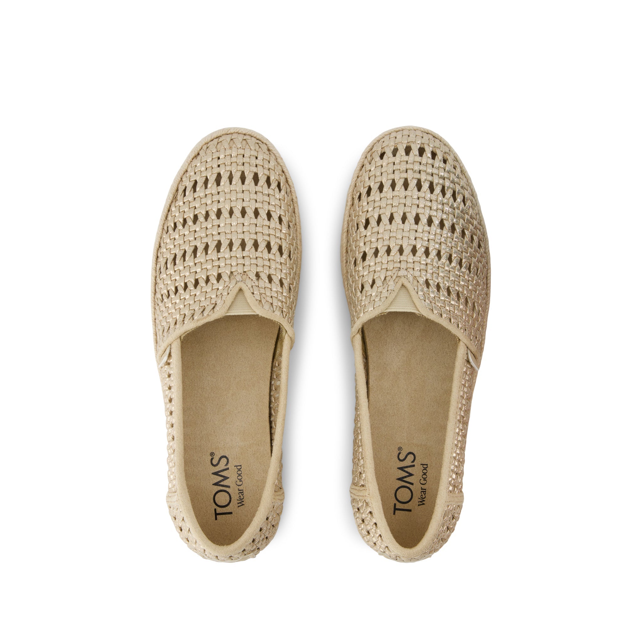 Valencia Platform Espadrille - Champagne Metallic Basket Weave Top View