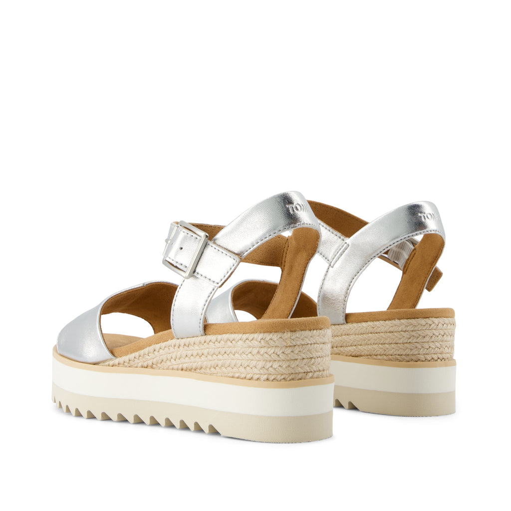 Diana Wedge Sandal - Silver Metallic Nappa Leather Back View