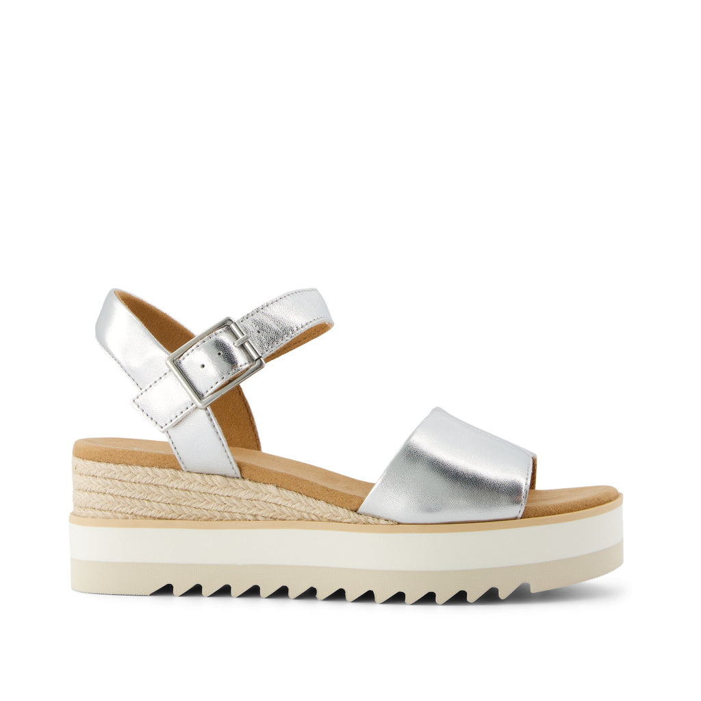 Diana Wedge Sandal - Silver Metallic Nappa Leather Side View