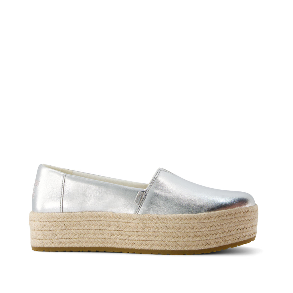 Valencia Espadrille - Silver Metallic Nappa Leather Side View