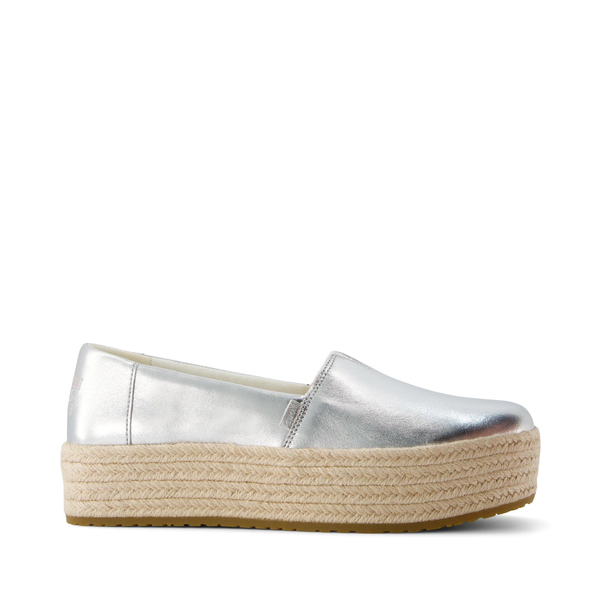 Valencia Espadrille - Silver Metallic Nappa Leather Side View