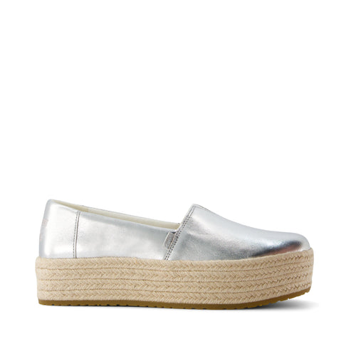 Valencia Espadrille - Silver Metallic Nappa Leather Side View