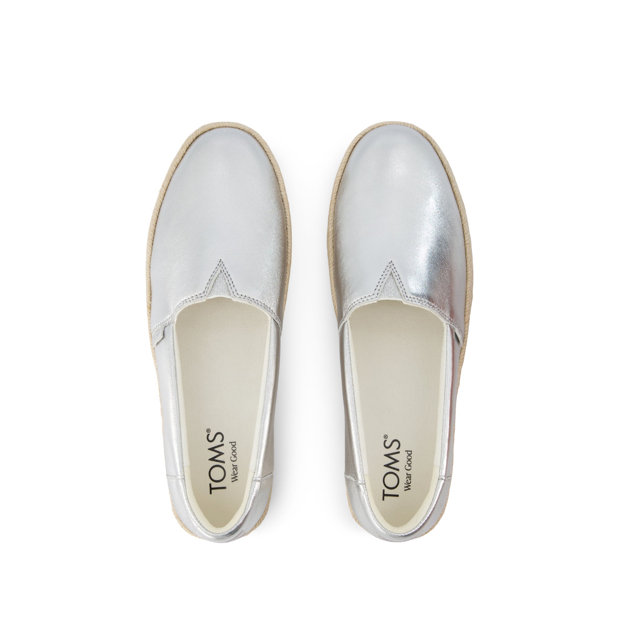 Valencia Espadrille - Silver Metallic Nappa Leather Top View