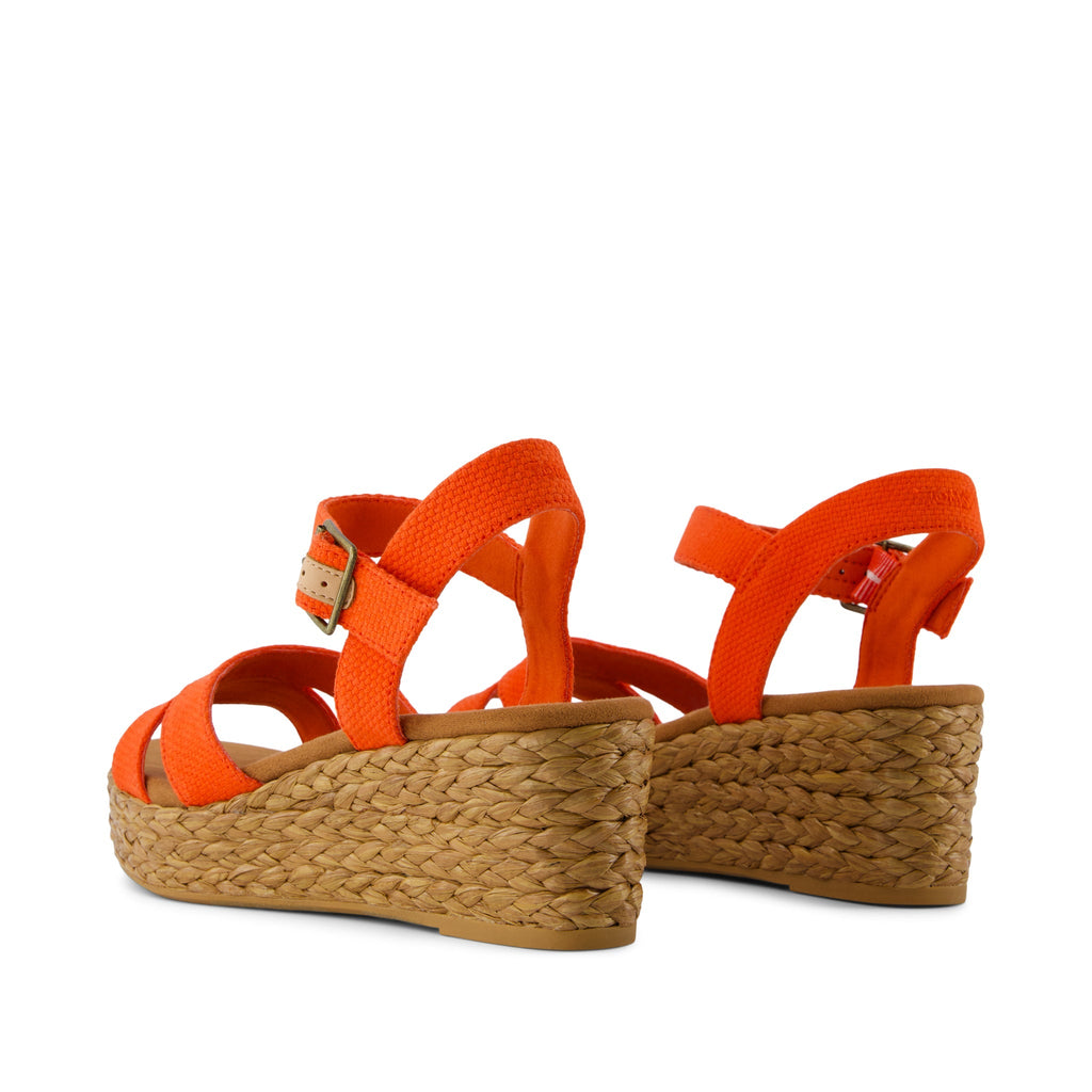 Audrey Wedge Sandal - Flame Beachside Woven Back View