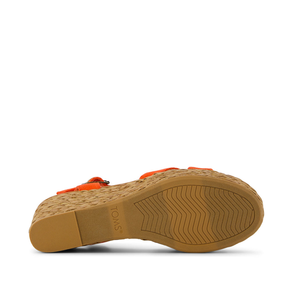 Audrey Wedge Sandal - Flame Beachside Woven Bottom Sole View